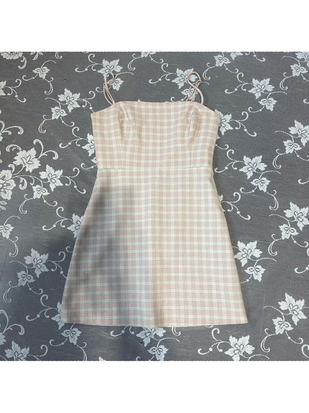 Aritzia Wilfred Classic Mini Dress in Pink Check Sz 2